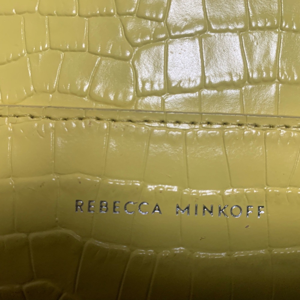 Rebecca Minkoff Leo Yellow Croc Embossed Leather Envelope Clutch Bag - Picture 4 of 6